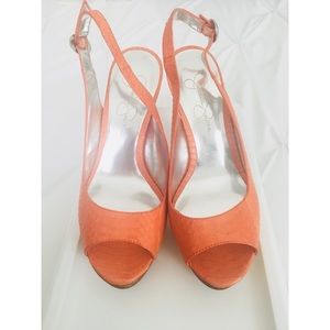 Jessica Simpson Bonee Metallic Orange Heel